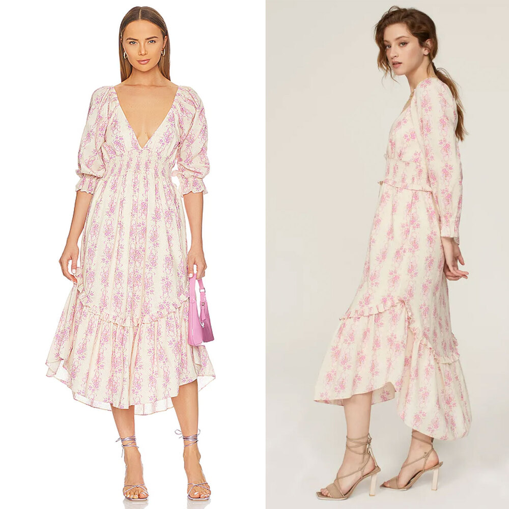 LoveShackFancy NWT Firefly Floral Midi Dress French Lilac Size L $375